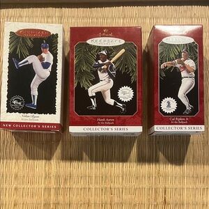 Hallmark Collector's Series Ornaments - Nolan Ryan, Hank Aaron, Cal Ripken